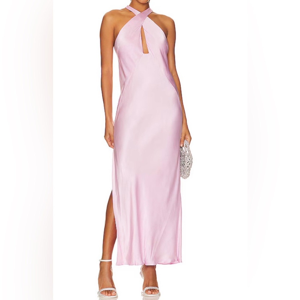 NEW Shona Joy La Lune Cross Front Keyhole Midi Dress in Peony NWT